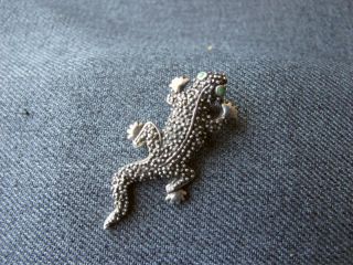Vintage Turquoise & Marcasites 925 Sterling Silver Lizard Pendant Marked