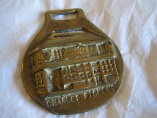 Vintage Brass Horse Bridle Medallion - Charles Dickens - The Old Curiosity Shop