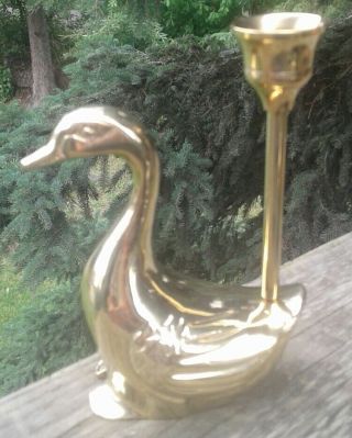 Vintage Brass Duck Candle Holder Sculpture Ships In Usa