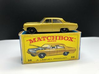 1966 - 70 Matchbox Lesney 36 Gold Opel Diplomat Diecast Car W/ Box Vhtf