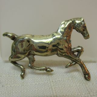 Vintage Estate Sterling Silver 925 Galloping Horse Pin Or Brooch - 4.  8 Grams