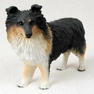 Sheltie Figurine Hand Painted Collectible Statue Tri Color