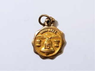 10k Y Gold Ohio Bell 15 Years Employee Service Charm Or Pendant