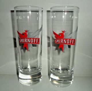 Smirnoff Glasses X 2 Smirnoff Vodka Long Drink Glasses Red Silver Rare Logo