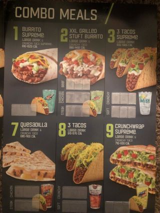 Taco Bell,  Collectible Menus From 2014