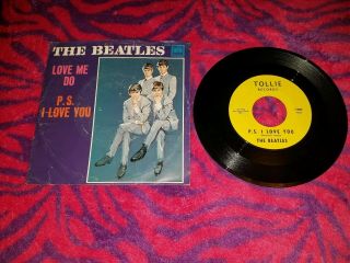 The Beatles 45 record LOVE ME DO,  Tollie 1964,  picture sleeve,  yellow label 8