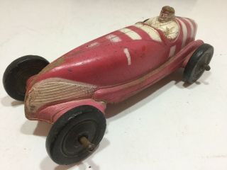 Vintage Viceroy Sunruco Hard Rubber Toy Race Car 1 Racer Pink Red 6.  5” Canada