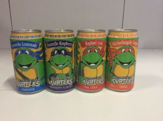 Vintage Schweppes 1991 Set Of 4 Teenage Mutant Ninja Turtle Cans