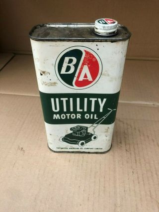 Ba Utility / Outboard Motor Oil Tin Quart - British American Oil - Oil Can