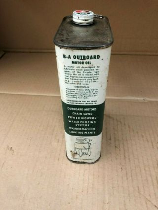 BA Utility / Outboard Motor Oil Tin Quart - British American Oil - Oil Can 4