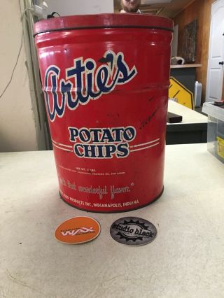 Vintage Artie’s Potato Chips Tin Indianapolis Indiana Arties Food Products