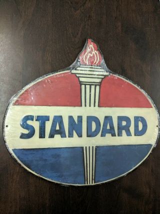 Standard Oil With Torch 3 - D Embossed Metal Advertising Sign