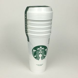 Starbucks Reusable To - Go Cups Classic Logo White Plastic Tumbler Hot Cold 5 Pack