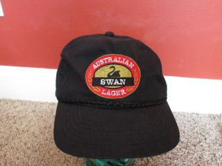 Vintage Beer Australian Swan Lager Black Rope Snapback Hat Cap