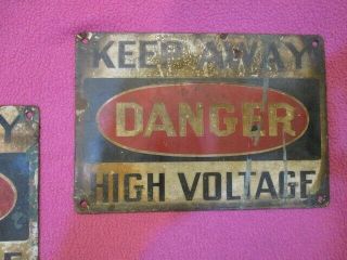 Antique Porcelain Danger High Voltage Sign,  Vintage Sun Rubber Est.  1906 3