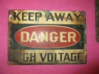Antique Porcelain Danger High Voltage Sign,  Vintage Sun Rubber Est.  1906 4