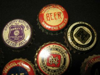 9 Vintage Beer Ale Bottle Caps CORK LINED Utica Club Narragasett Hanley 2