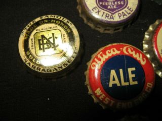 9 Vintage Beer Ale Bottle Caps CORK LINED Utica Club Narragasett Hanley 3