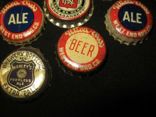 9 Vintage Beer Ale Bottle Caps CORK LINED Utica Club Narragasett Hanley 4