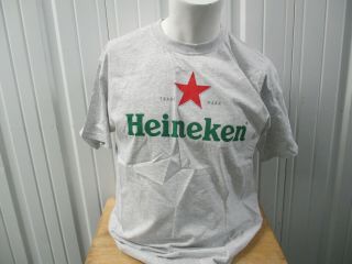 Vintage Fruit Of The Loom Heavy Cotton Heineken Logo Large Grey T - Shirt Nwot Ds