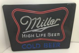 Vtg Miller High Life Cold Beer Bar Lighted Sign Cover Replacement Part Only