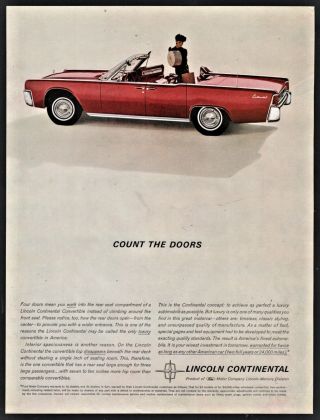 1962 Lincoln Continental Dark Red Convertible Classic Car Photo Ad