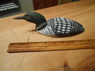 Wood Hand Carved Loon Signed And Dated By Artist