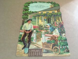 1911 Advertising Die Cut Jos.  Kral Home Outfitter Calendar