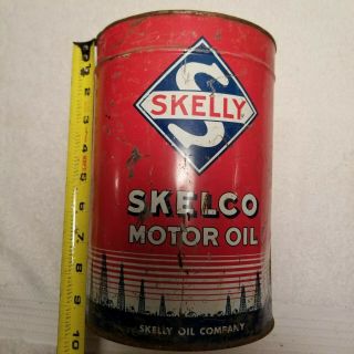 Skelly Skelco Motor Oil 5 Quart Tin Can