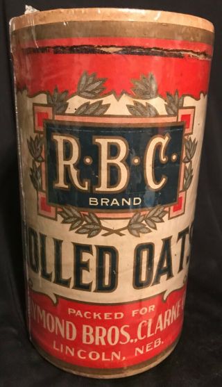Vintage 1900s R - B - C Brand Rolled Oats Container 3lb Box Fall Colors Oldie