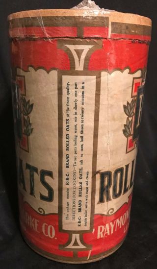 Vintage 1900s R - B - C Brand Rolled Oats Container 3LB Box Fall Colors Oldie 4