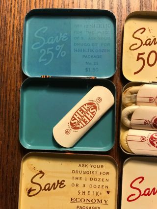4 Different Vintage Sheik Prophylactic Condom Tins 6