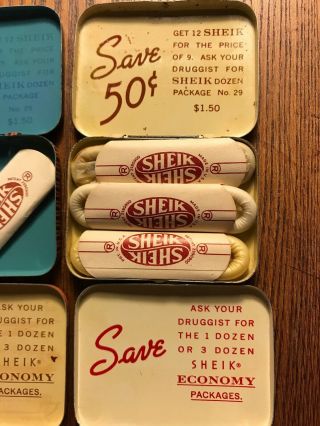 4 Different Vintage Sheik Prophylactic Condom Tins 7