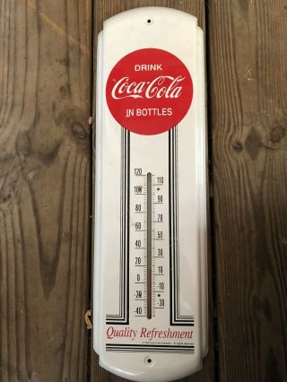 Vintage Coca Cola Coke Metal Tin Thermometer