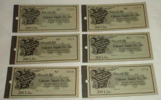 6 Vintage Culpeper Supply Co Ice Coupon Books All 200 Lbs /nice