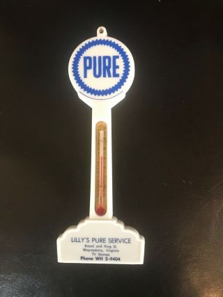 Gas Station Collectibles Pure Sign Pole Thermometer