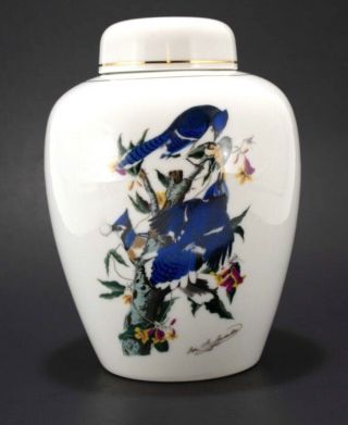 Blue Jay National Audubon Society Porcelain Jar With Lid