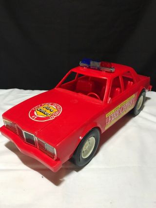 Vintage Processed Plastic Chevrolet Red Fire Department Chief Car 14.  75 "