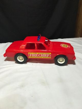 Vintage Processed Plastic Chevrolet Red Fire Department Chief Car 14.  75 