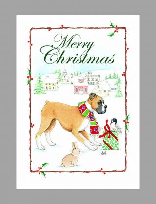 Boxer Dog Christmas Cards,  Box Of 16 Cards & 16 Envelopes