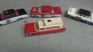 FOUR 60 ' s CORGI Diecast TOY CARS Fire Chief,  Police,  Ambulance Chevy Pontiac etc 3