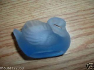 Blue Satin Glass Swan Figurine Candle Holder Cute
