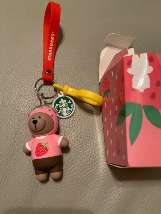 Very Rare China 2017 Starbucks Limited Edition Strawberry Bear Key Chain