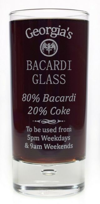 Personalised Bacardi Highball Glass Gift Nanny/mum/dad/birthday/nan/grandad