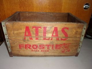 Rare Vintage Atlas Frostie Root Beer Wooden Crate Box