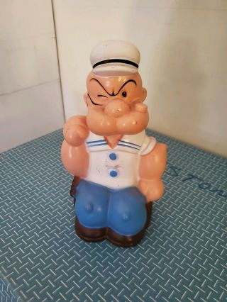 Popeye The Sailor Man Vintage Vinyl Toy Bank King Features 8 " Play Pal Ny Rare