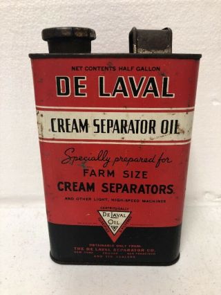 Vintage De Laval Cream Separator Oil Can Half Gallon Can Empty