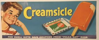 Vintage Antique 1954 Creamsickle Ice Cream Advertising Poster Lithograph Ad