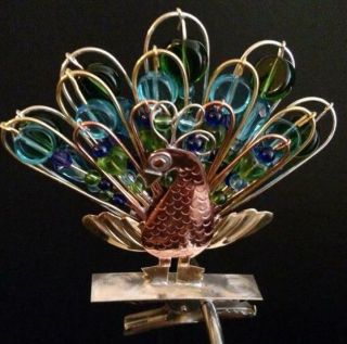 Pretty Peacock Metal Bird Clip Ornament Fair Trade Handmade Thailand Pilgrim