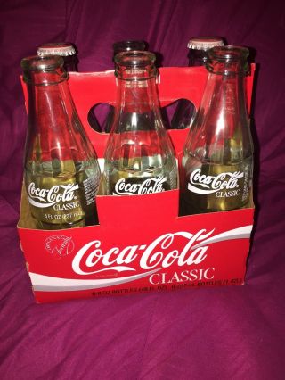 Vintage 1992 Coca Cola Classic 6 Pack 8 Oz.  Bottles Empty Formula